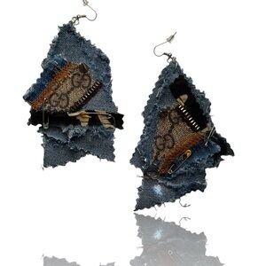 Custom Distressed Denim Earrings ❌SOLD❌